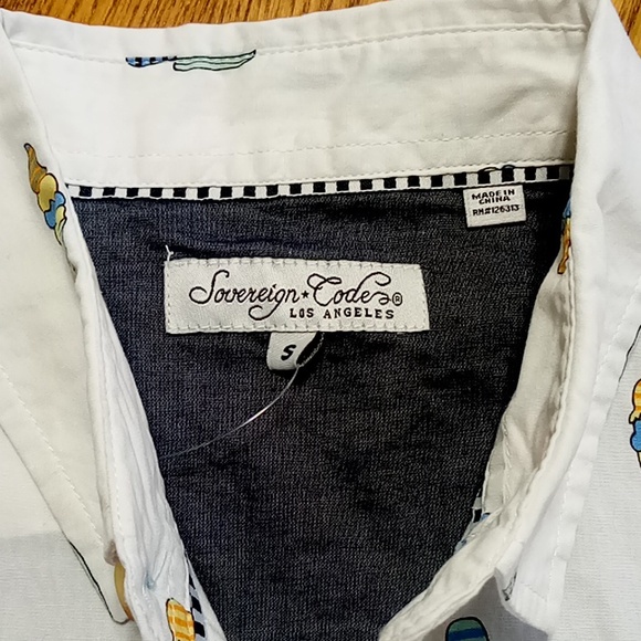 SOVEREIGN CODE Mens SMALL WHITE Preowned Used Short Sleeves Cotton Ice Cream - Picture 4 of 8